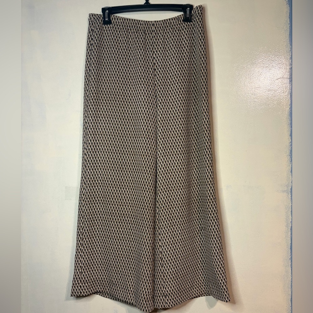 Chicos women’s wide leg pull on elastic waist pants geometric diamond 70s small